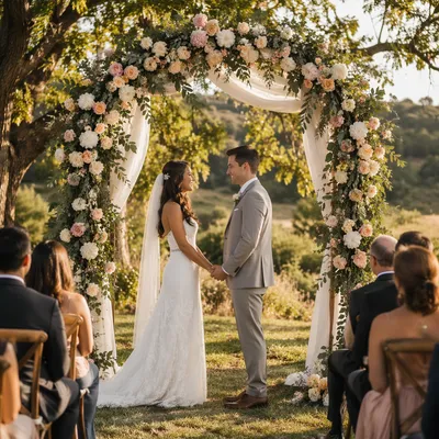 Romantic Outdoor Wedding Floral Arch Ceremony