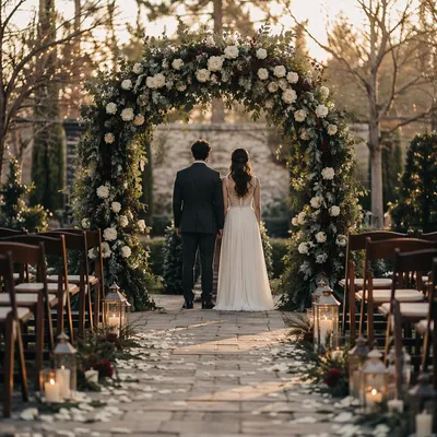 Holiday Garden Wedding Floral Arch Ceremony