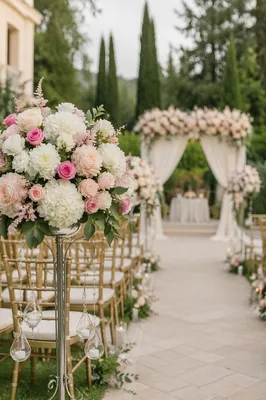 Romantic Garden Wedding Floral Ceremony Aisle