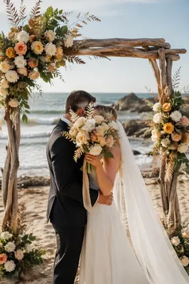Romantic Beach Wedding Floral Arch Ceremony