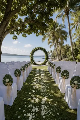 Tropical Outdoor Wedding Ceremony Flower Arch