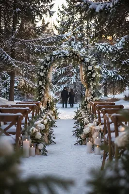 Outdoor Holiday Wedding Floral Arch Ceremony