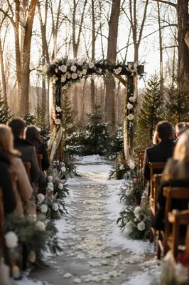 Outdoor Holiday Wedding Arch in Winter Garden