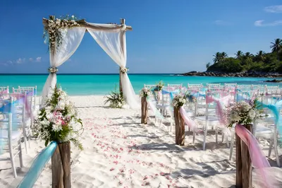 Tropical Beach Wedding Ceremony Floral Arch
