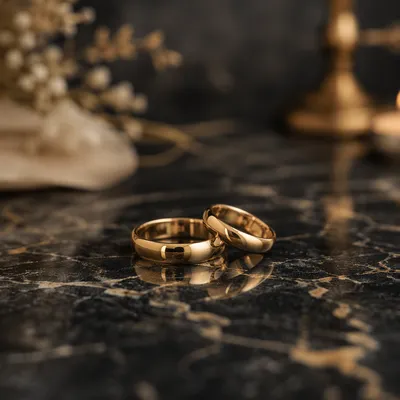 Elegant Gold Wedding Rings on Marble