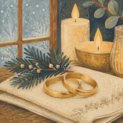 Elegant Gold Wedding Rings by Candlelight