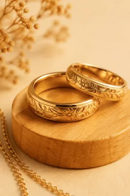 Elegant Gold Wedding Rings in Holiday Glow