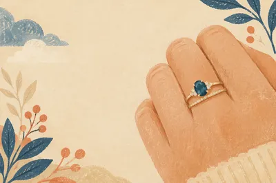 Elegant Gold Wedding Rings with Teal Gemstone