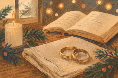 Gold Wedding Rings on Linen Napkin