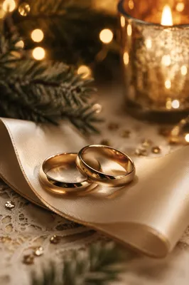 Gold Wedding Rings on Silk Ribbon