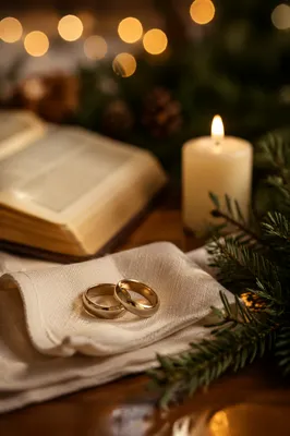 Gold Wedding Rings on Linen Napkin