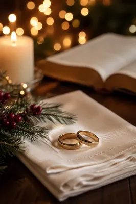 Elegant Gold Wedding Rings Holiday Candlelight