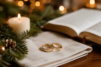 Elegant Gold Wedding Rings Holiday Devotion