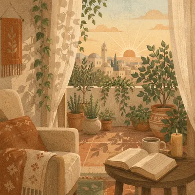 Morning Balcony Prayer Nook with Plants