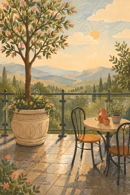 Morning Balcony Terrace with Mountain View