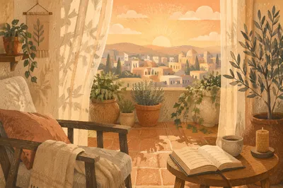 Morning Balcony Terrace with Cozy Reading Nook