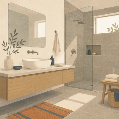 Modern Minimalist Bathroom with Morning Light