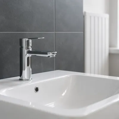Modern Minimalist Bathroom Sink With Chrome Faucet