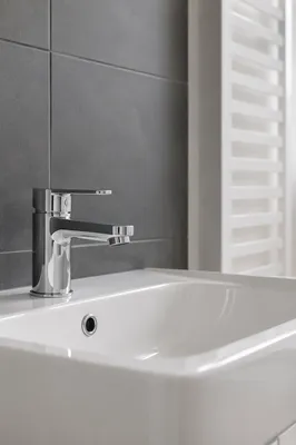Modern Minimalist Bathroom Sink with Chrome Faucet