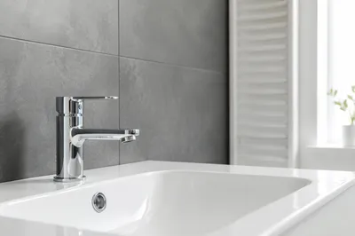 Modern Minimalist Bathroom Sink with Chrome Faucet