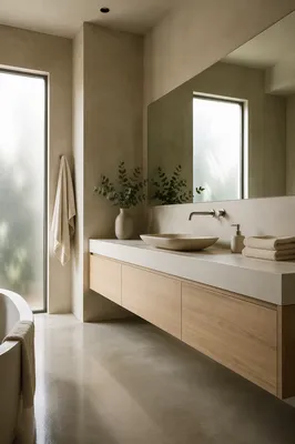 Modern Minimalist Bathroom with Soft Morning Light