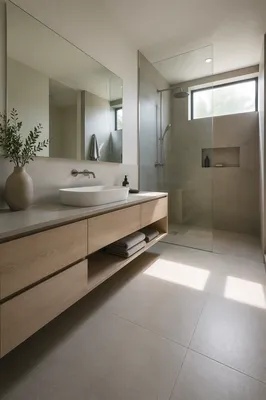Modern Minimalist Bathroom with Morning Light