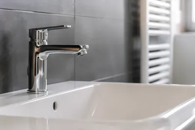 Modern Minimalist Bathroom Sink with Chrome Faucet