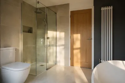 Sunlit Modern Minimalist Bathroom Interior