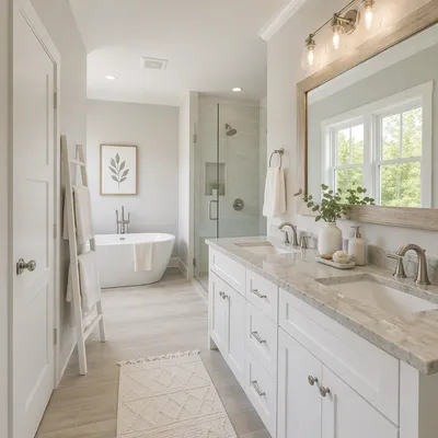 Modern White Bathroom With Clean Tile Design