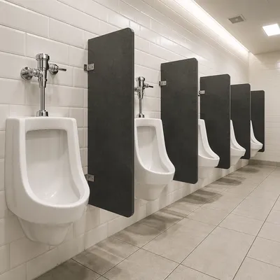 Spotless Modern Bathroom with White Tile Urinals