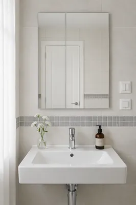 Modern White Tiled Bathroom Corner