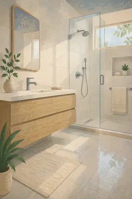 Modern White Tile Bathroom Interior