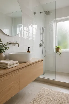Modern White Tile Bathroom Interior