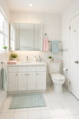 Clean Modern White Tiled Bathroom Interior