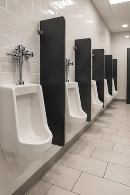 Modern White Tiled Public Bathroom Interior