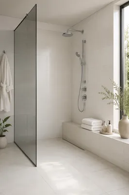 Modern White Tile Bathroom Interior