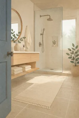 Clean White Tile Modern Bathroom Interior