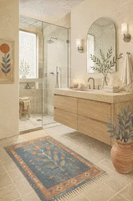 Peaceful Modern White Tile Bathroom