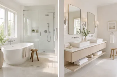 Spotless Modern White Tile Bathroom Interior