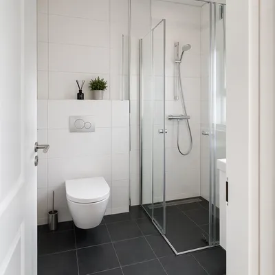 Clean Modern Bathroom With White Tiles