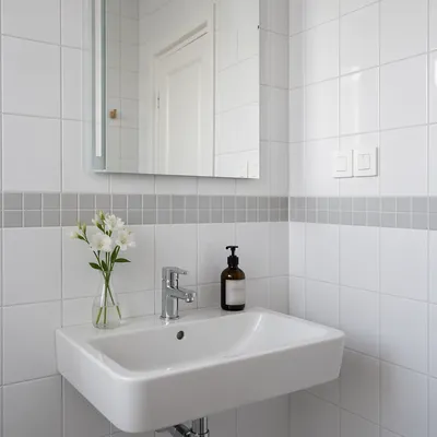 Modern White Tiled Bathroom Corner
