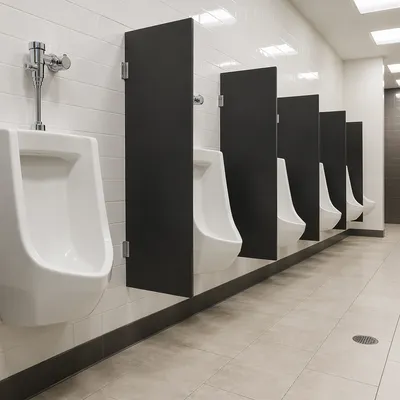 Spotless Modern White Tile Public Bathroom
