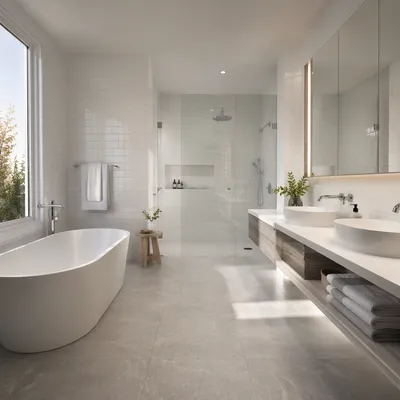 Modern White Tile Bathroom Interior