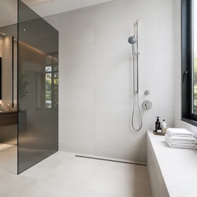 Modern White Tile Bathroom Interior