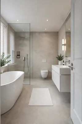 Modern Minimalist White Bathroom Interior