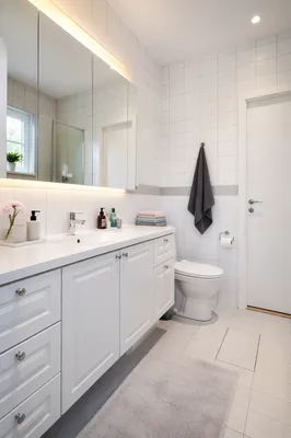 Clean Modern Bathroom with White Tile Vanity