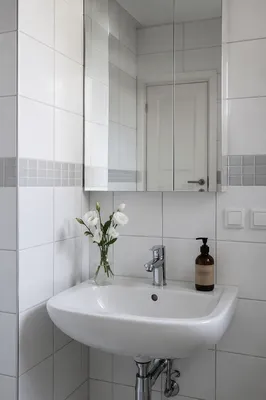 Modern White Tiled Bathroom Sink Corner