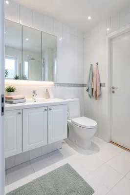 Clean Modern White Tiled Bathroom Interior