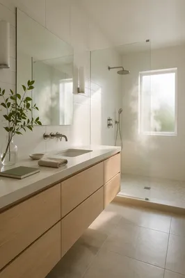 Modern White Tiled Bathroom Interior