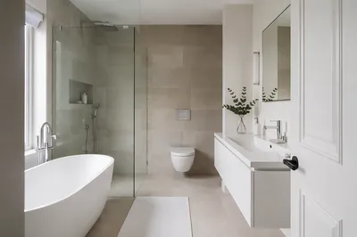 Modern Minimalist Bathroom with White Tiles